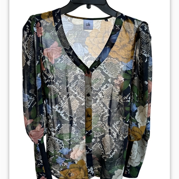 CAbi Snake Charmer Floral Button Down Blouse size S - Picture 2 of 11